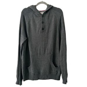 Flag & Anthem Men's Hooded Dark Gray Three Button Sweater M Medium New